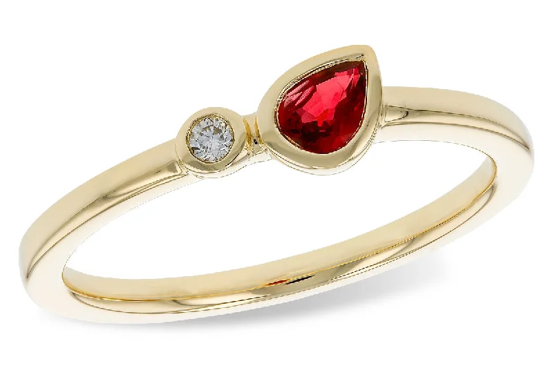 14K Yellow Gold 0.26ctw Pear Ruby & Diamond Ring by Allison Kaufman