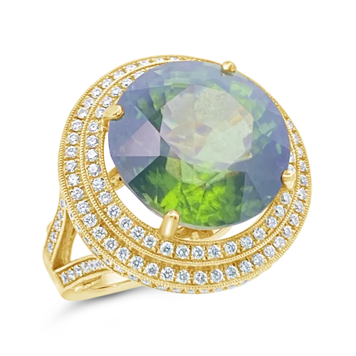 Peridot & Diamond Ring