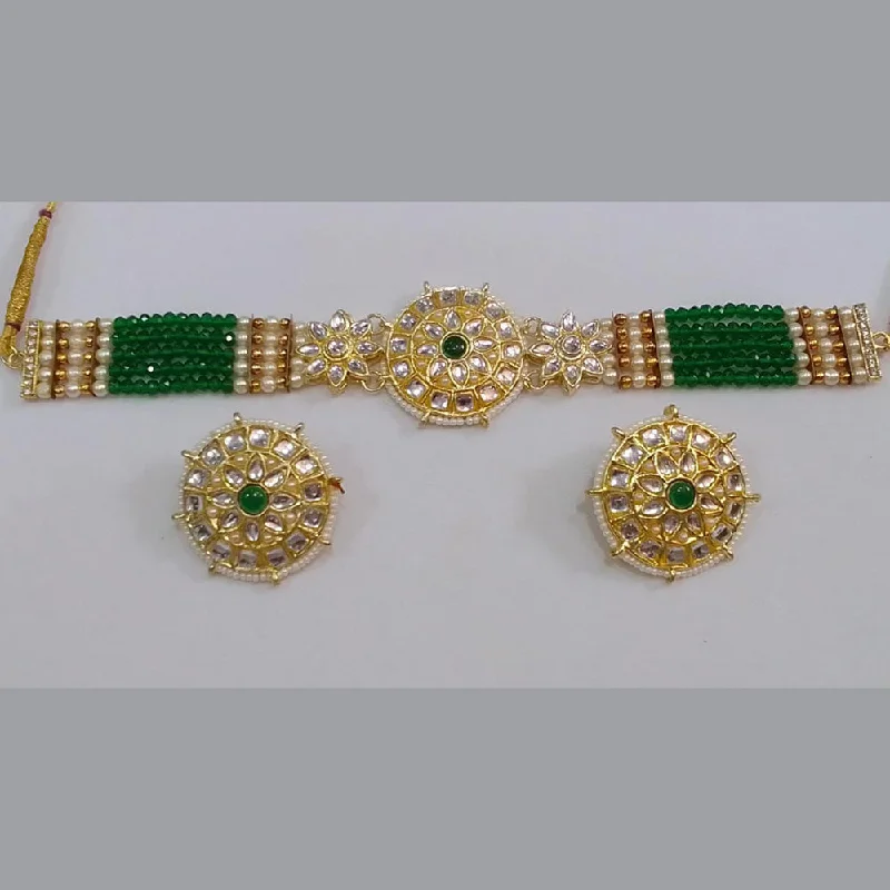 Midas Touch Gold Plated Kundan Stone And Beads Choker Necklace Set