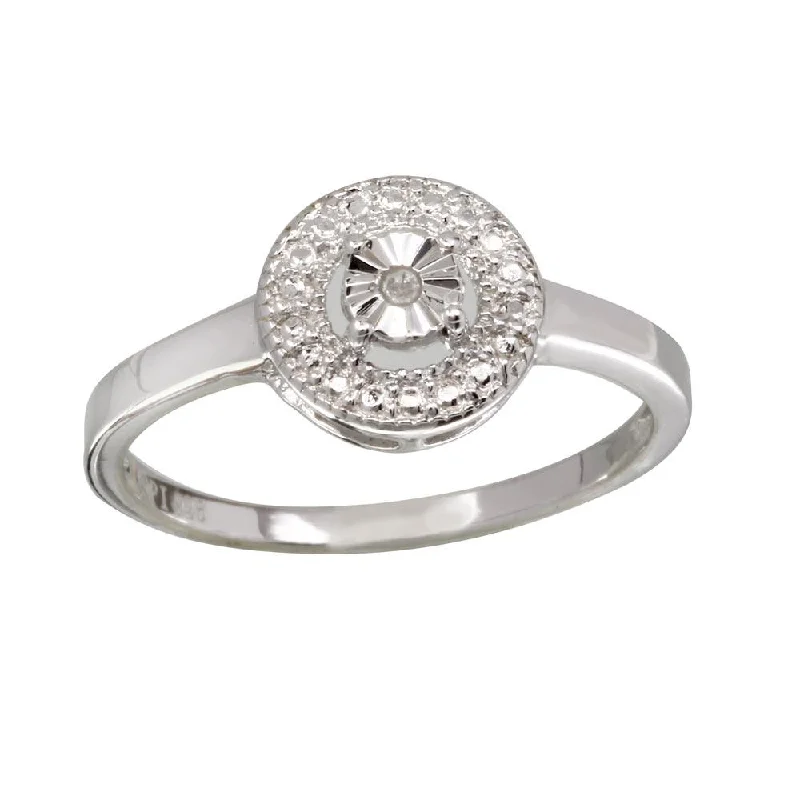 Rhodium Plated 925 Sterling Silver Round Ring - STR01081