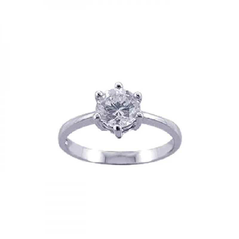 Silver 925 Rhodium Plated CZ Solitaire Ring - STR00598