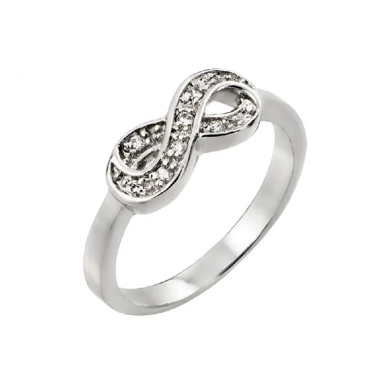 Silver 925 Rhodium Plated Clear CZ Mini Infinity Ring - BGR00769