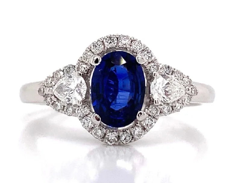 18ct White Gold Earth Grown Sapphire And Diamond Ring