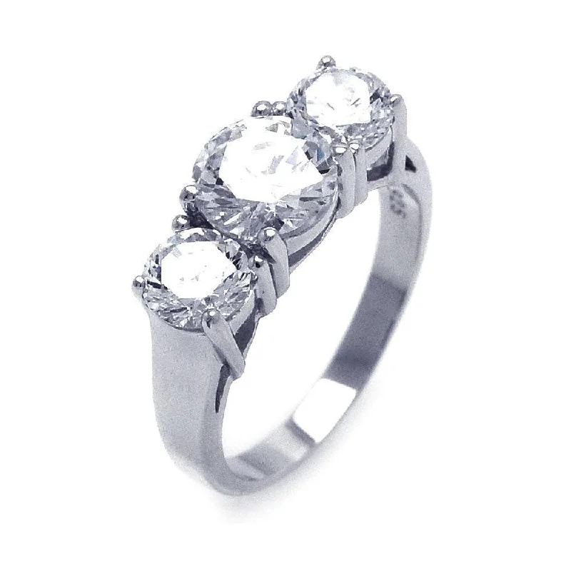 Silver 925 Rhodium Plated CZ Past Present Future Ring - STR00696