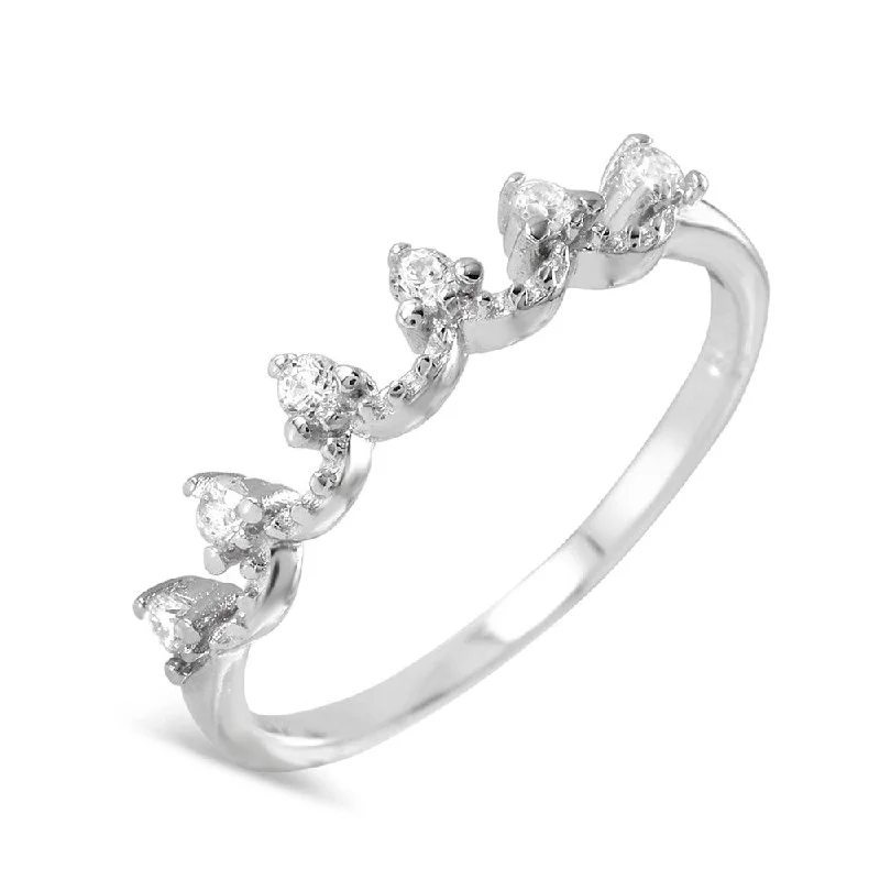 Silver 925 Rhodium Plated Open Adjustable CZ Ring - BGR00961