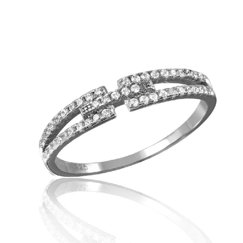 Silver 925 Rhodium Plated Open Shank CZ Ring - STR01056