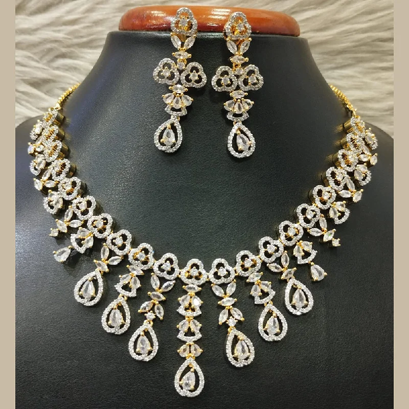 Jain Jewellers Gold Plated AD Necklace Set