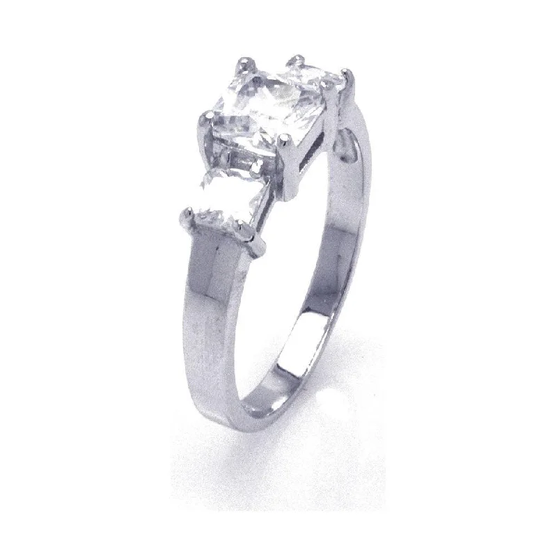 Silver 925 Rhodium Plated CZ Past Present Future Ring - STR00772