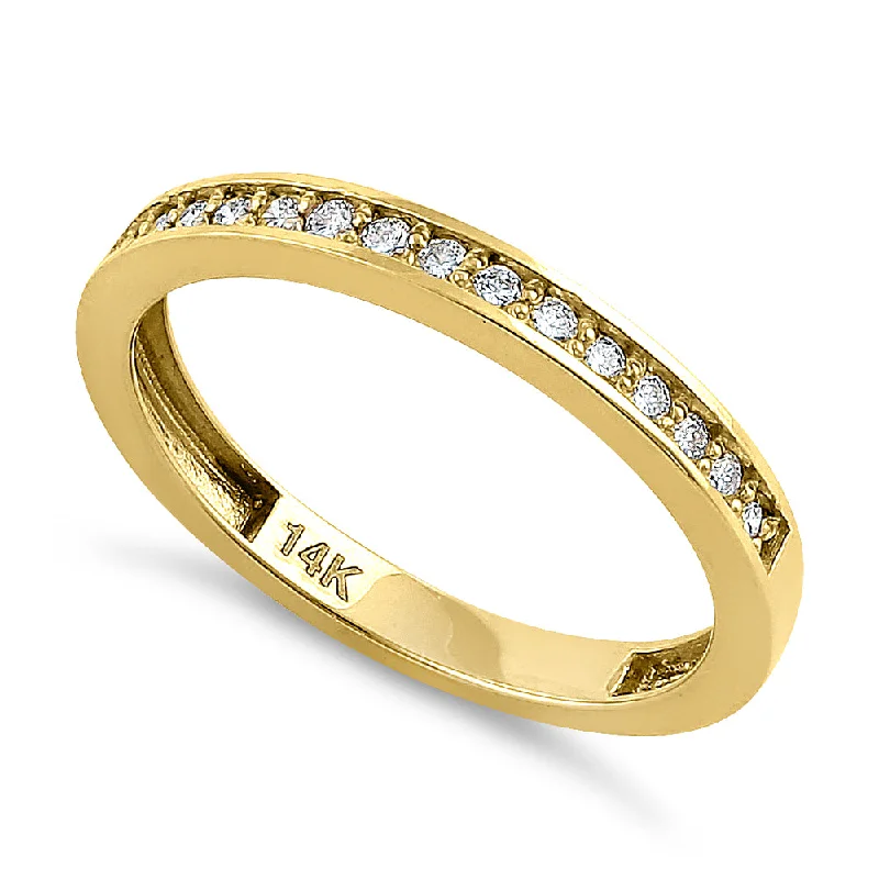 Solid 14K Yellow Gold Half Eternity 0.28 ct. Diamond Ring