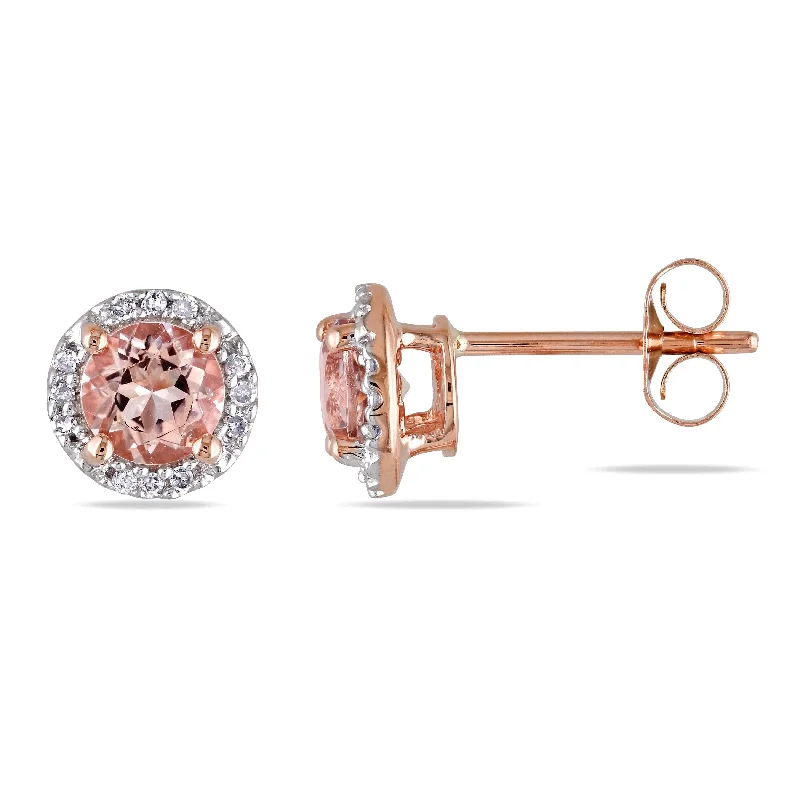 Miadora 10K Rose Gold 1ct Morganite Diamond Accent Stud Earrings - Pink