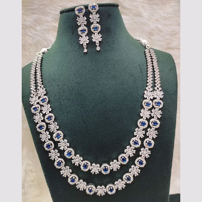 Aamrapali Silver Plated  AD Necklace Set