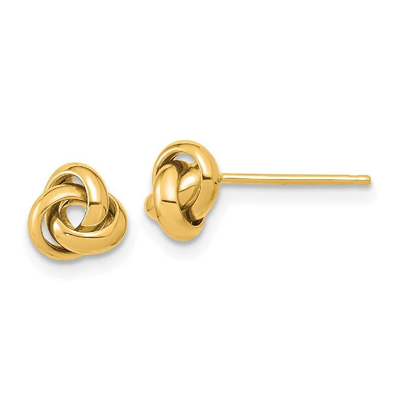 Curata 14k Yellow or White Gold 6.8mm Small Polished Love Knot Post Earrings