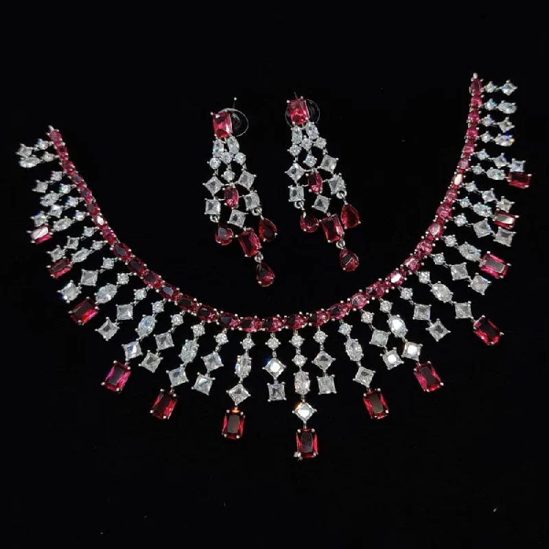 Manisha Jewellery Silver Plated AD Necklace Set