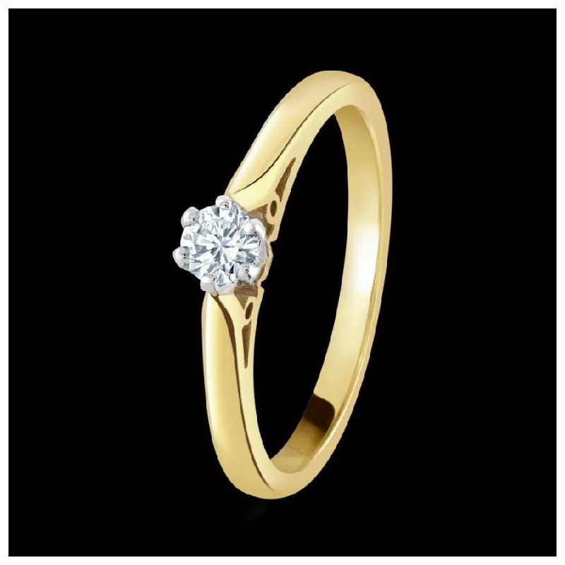 18ct yellow & white gold solitaire diamond ring