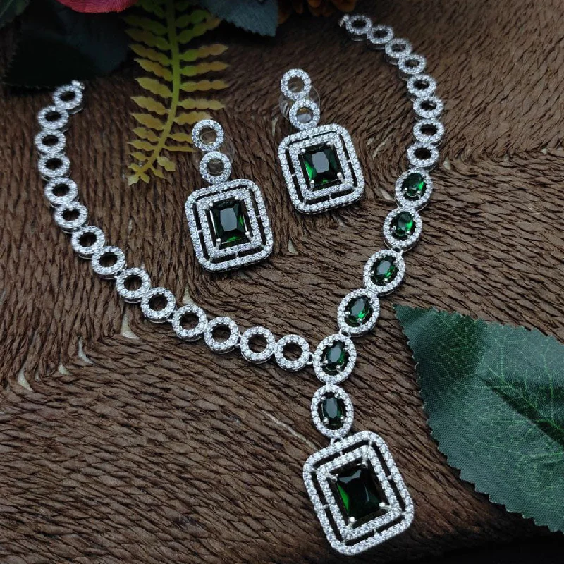 Aamrapali Silver Plated AD Necklace Set