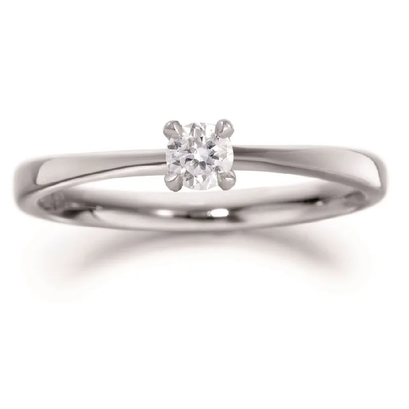 Palladium Solitaire single stone diamond ring