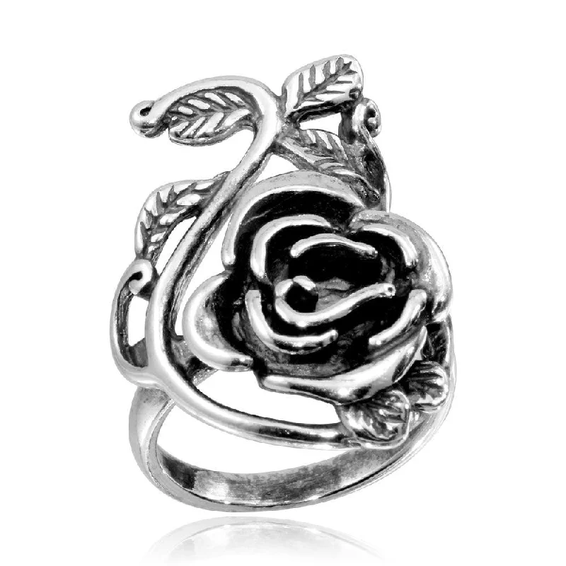 High Polished 925 Sterling Silver Rose Ring - CR00755