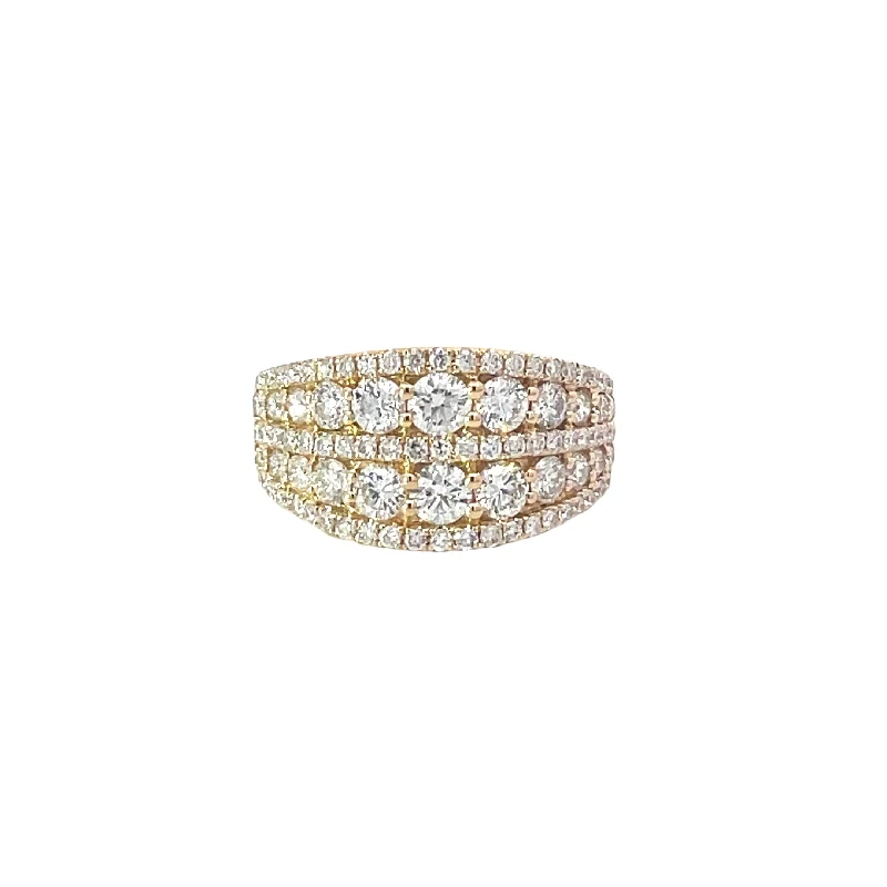 Yellow Gold Multi Row Diamond Ring