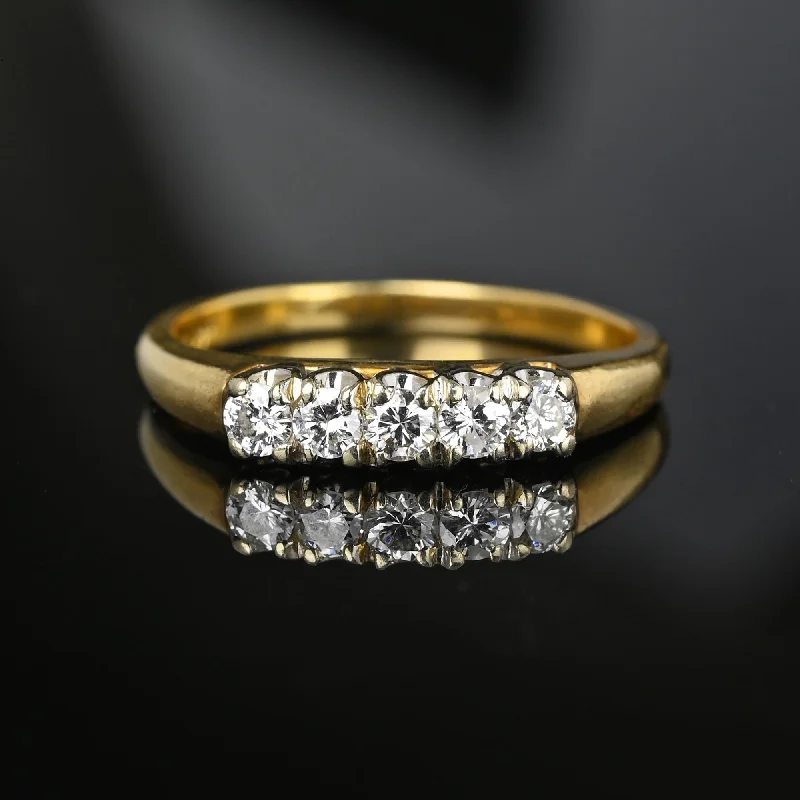 Classic Five Stone Diamond Ring Band in 14K Gold