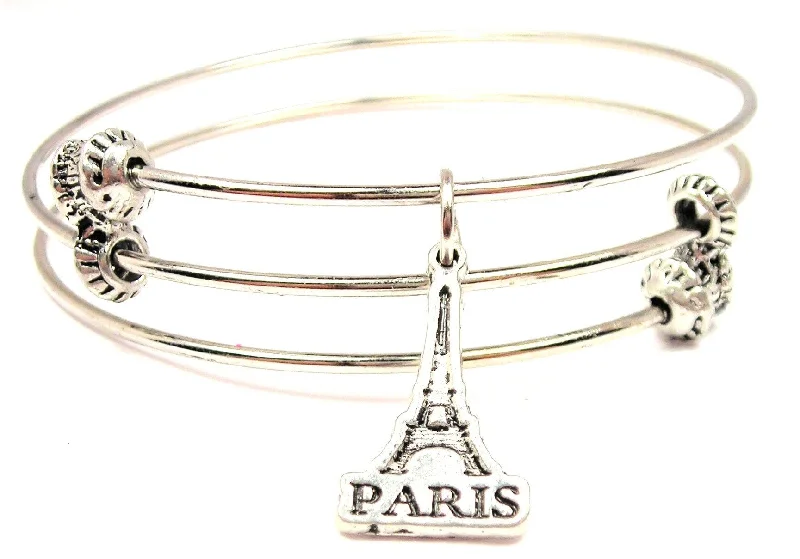 Paris with Eiffel Tower Triple Style Expandable Bangle Bracelet