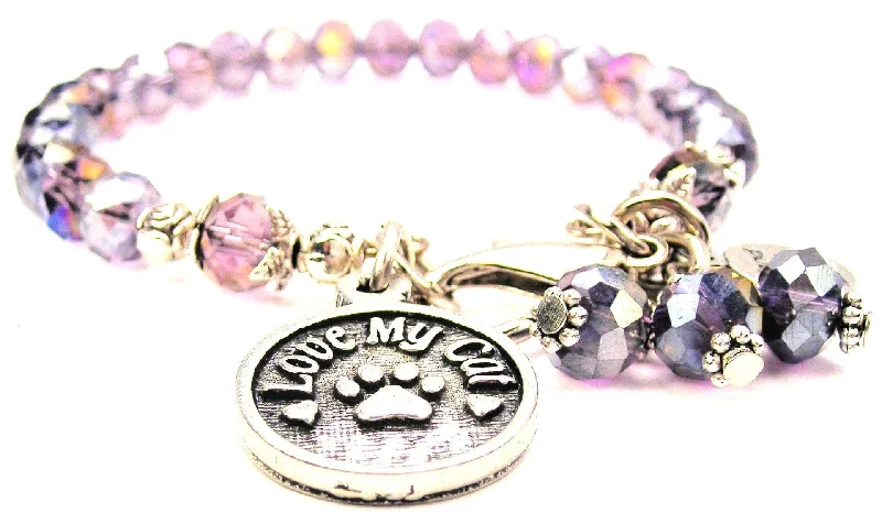 Love My Cat Splash Of Color Crystal Bracelet