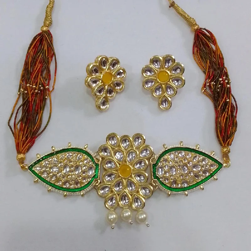 Midas Touch Gold Plated Kundan Stone Choker Necklace Set