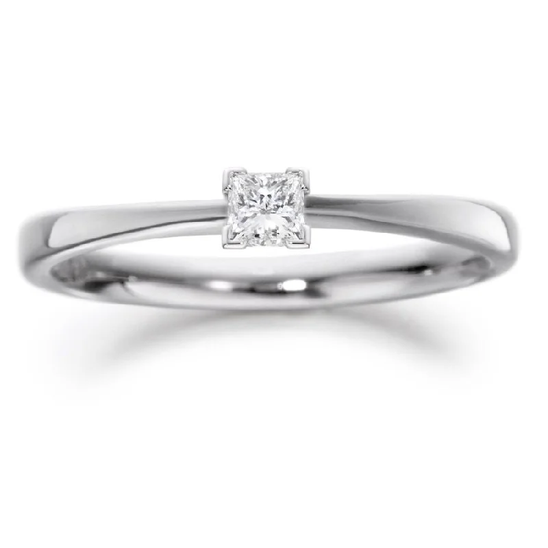 Palladium 0.15ct Princess cut solitaire diamond ring