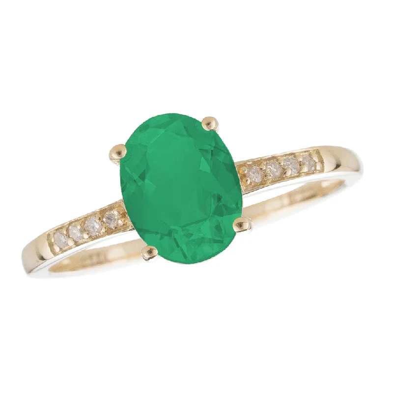 14K Yellow Gold 0.75ctw Oval Emerald & Diamond Ring