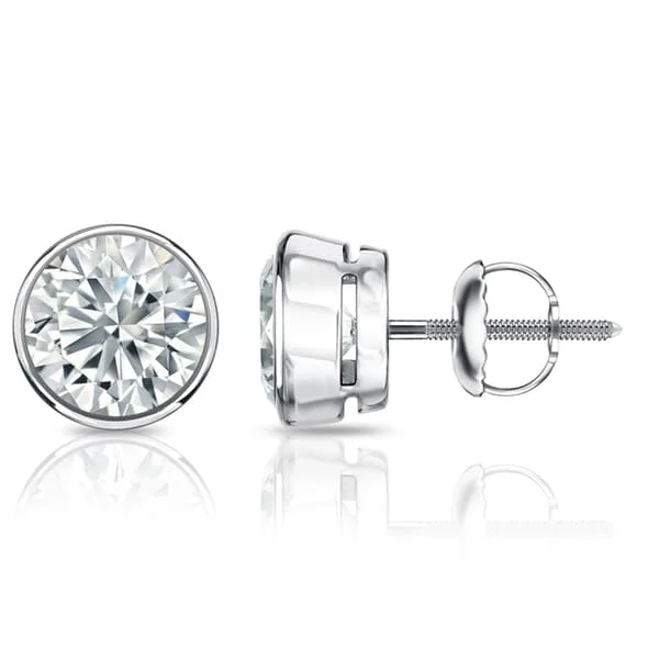 Auriya 3 1/2ctw Round Diamond Stud Earrings Bezel-set Platinum - GIA Certified