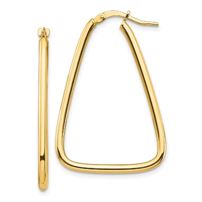 Curata 14k Yellow Gold Polished Triangle Hoop Earrings - 36.76x2mm