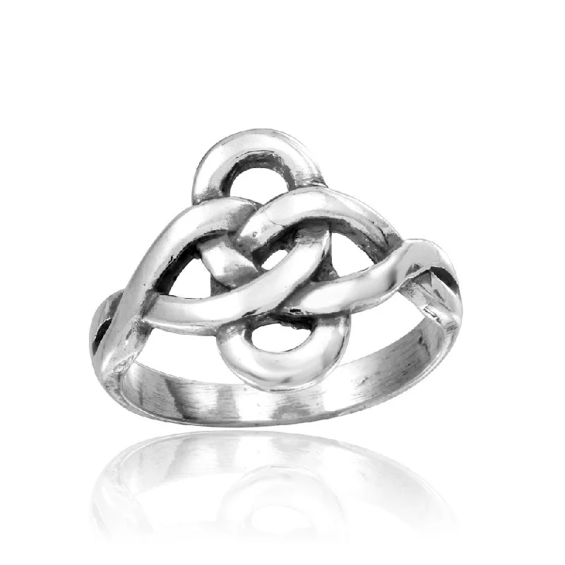 High Polished 925 Sterling Silver Linked Loop Ring - CR00814