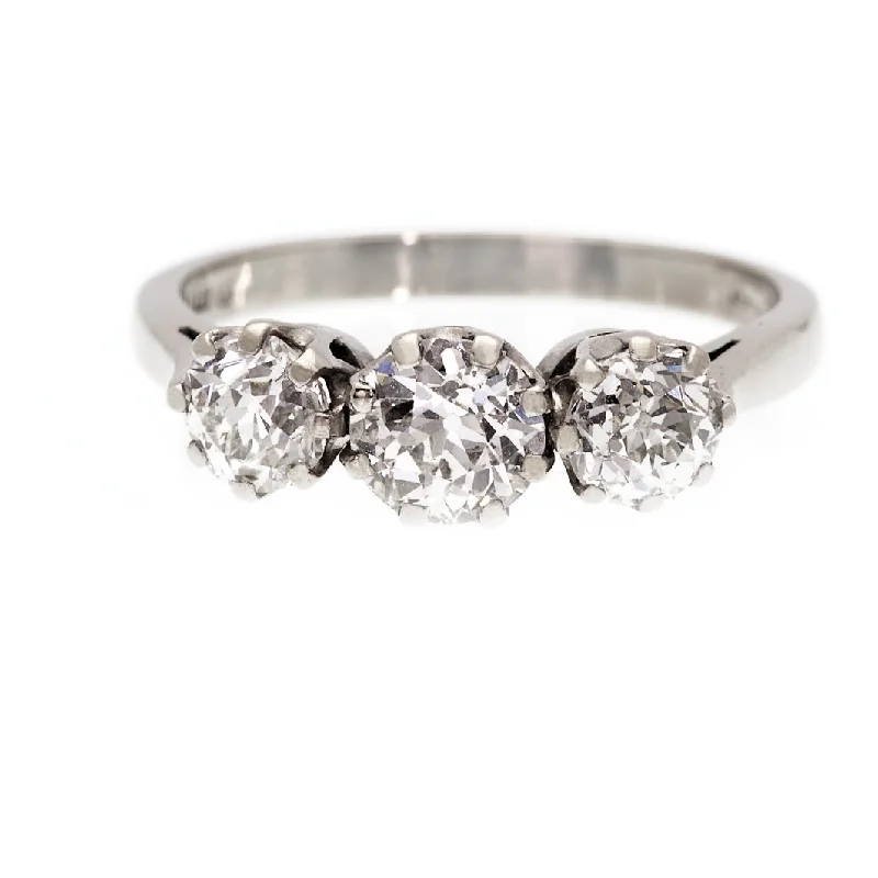 Vintage Three Stone Old Cut Diamond Ring