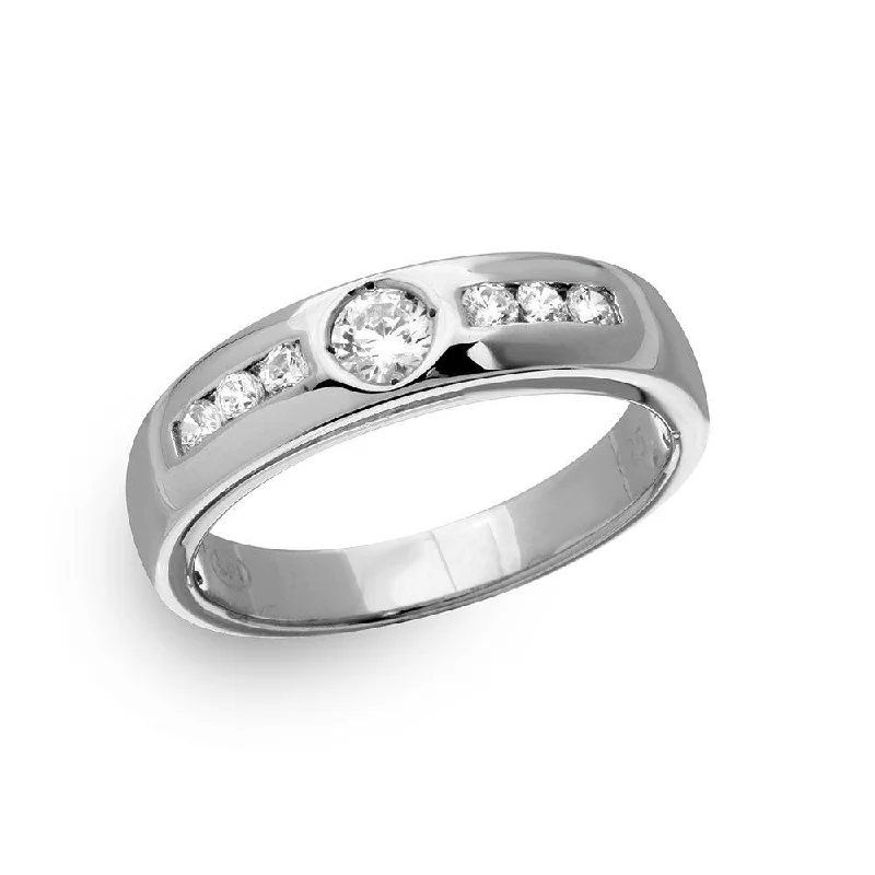 Silver 925 Rhodium Plated Eternity Ring with CZ - GMR00135