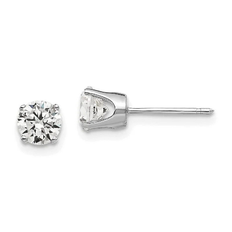 Curata 14k White Gold Polished Post Earrings 5mm Cubic Zirconia Stud Earrings