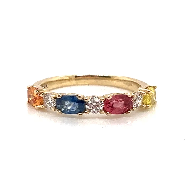 Multi-Colour Earth Grown Sapphire And Diamond Ring