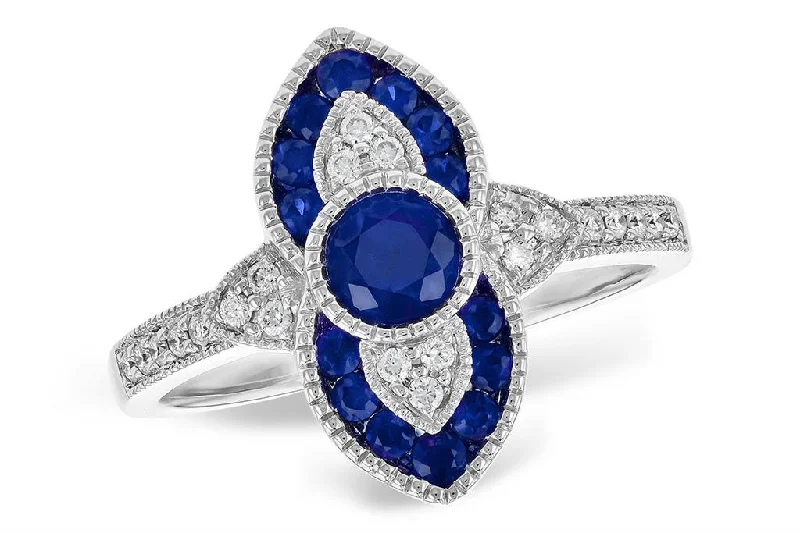 14K White Gold 0.80ctw Blue Sapphire & Diamond Ring by Allison Kaufman