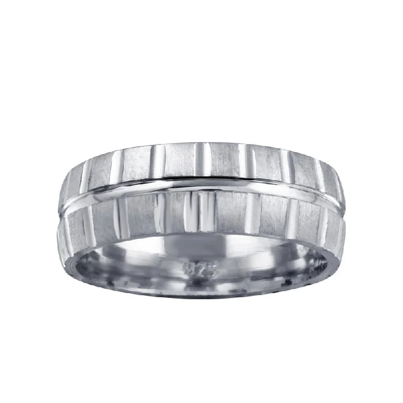 Rhodium Plated 925 Sterling Silver Matte Finish Ring - CR00773