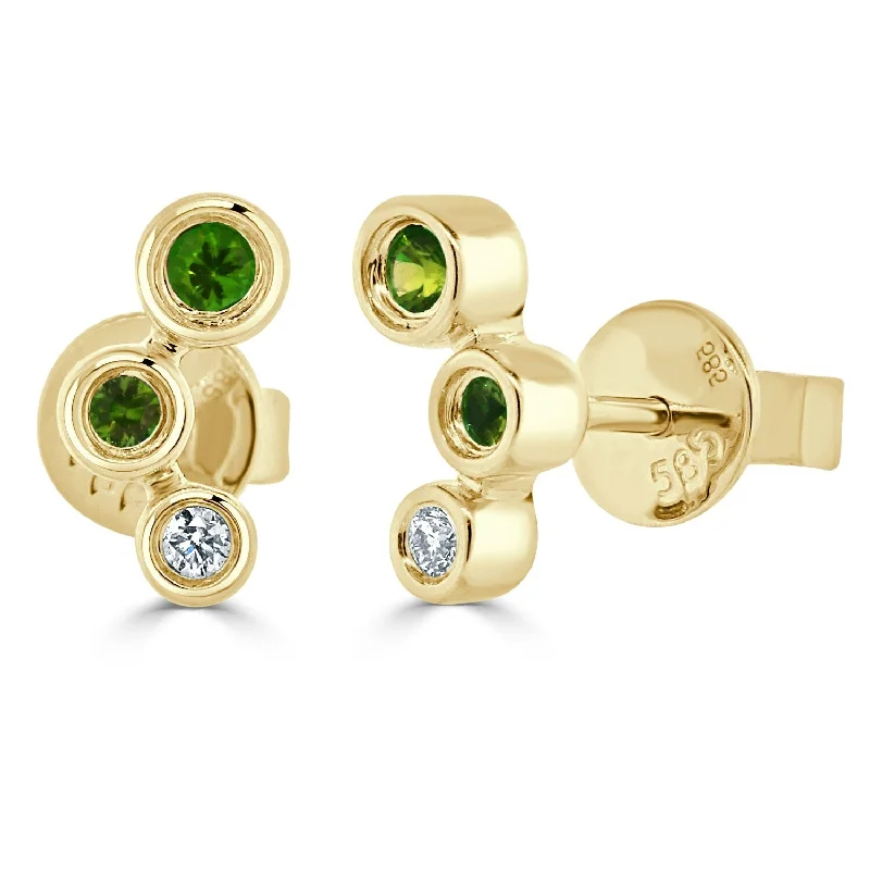 Joelle Garnet & Diamond Stud Earrings 14K Gold