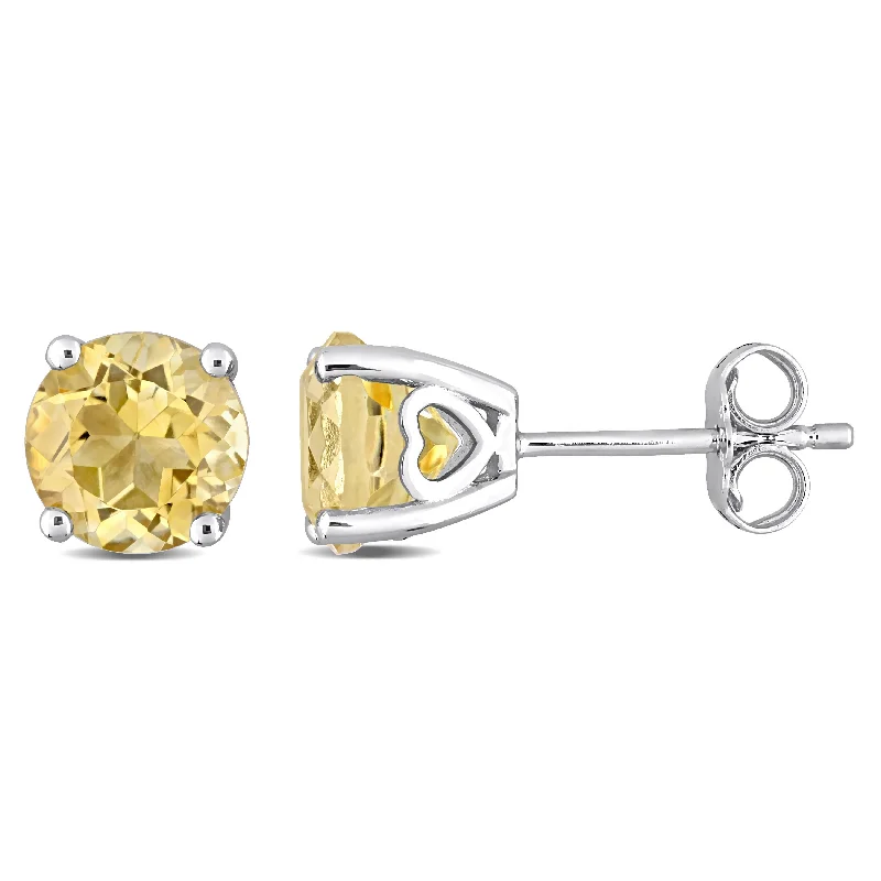 Miadora Citrine Birthstone Solitaire Stud Earrings in Sterling Silver