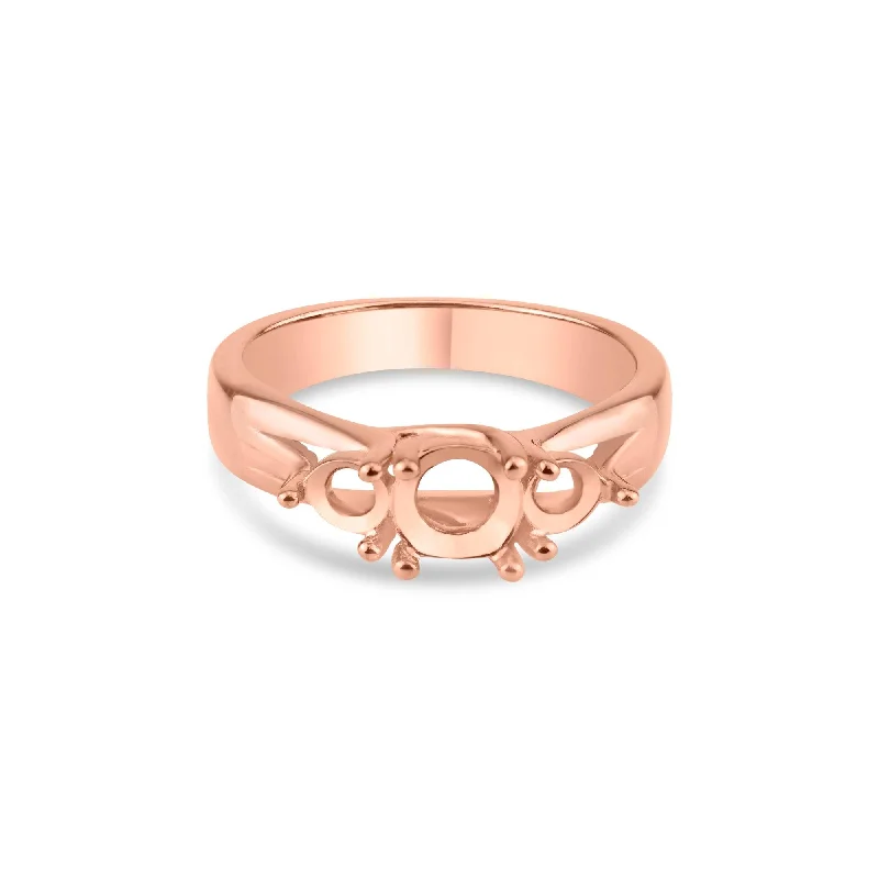 Rose Gold Plated 925 Sterling Silver 3 Stones Mounting Ring - BGR00481RGP