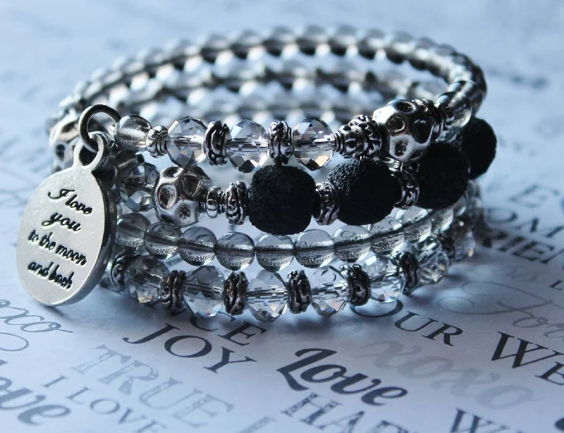 Bangle  Cursive I Love You To The Moon And Back Multi Wrap Bracelet