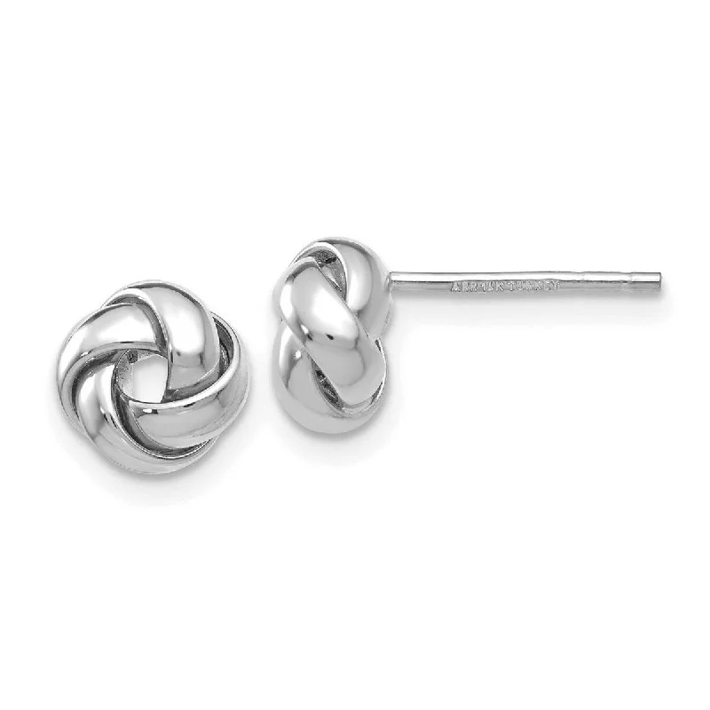 Curata 14k White Gold Polished 8mm Love Knot Post Earrings