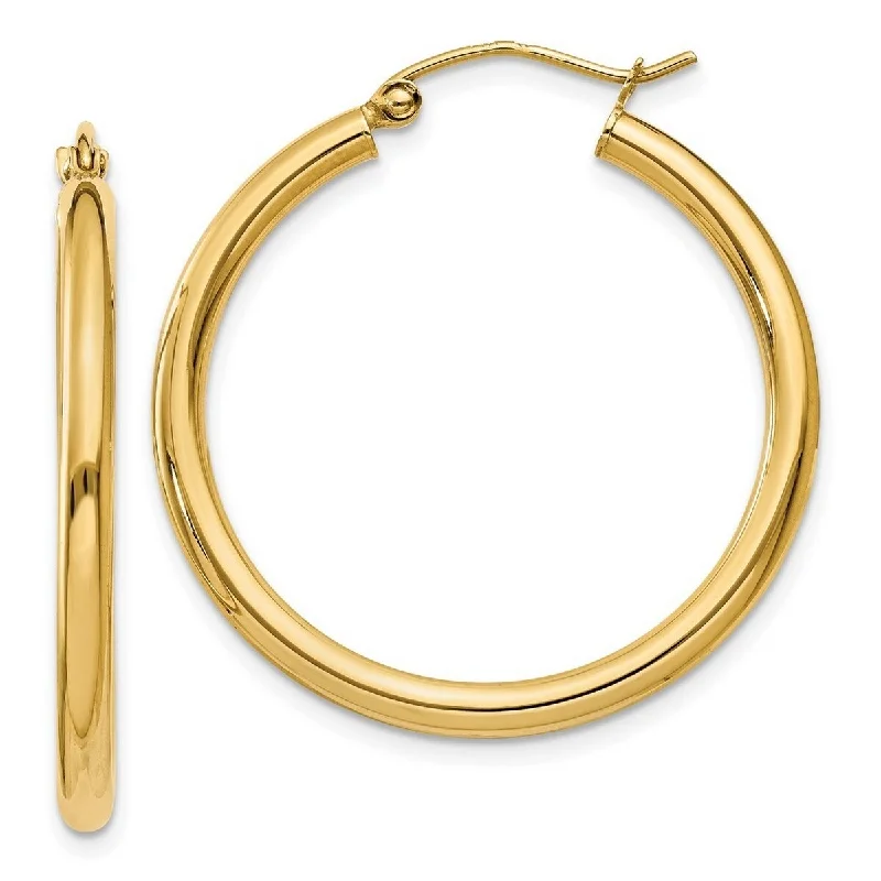 Curata 14k Yellow Gold Polished 30x2.5mm Round Hoop Earrings