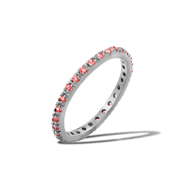 Rhodium Plated 925 Sterling Silver Plated Birthstone Inlay Eternity Ring January - BGR00339JAN