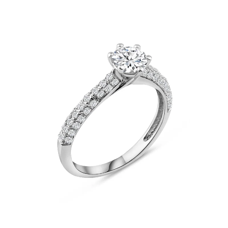 Silver 925 Rhodium Plated Micro Pave CZ Ring - ACR00038