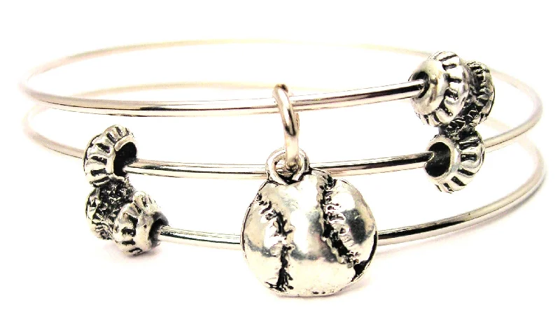 Softball Baseball Triple Style Expandable Bangle Bracelet