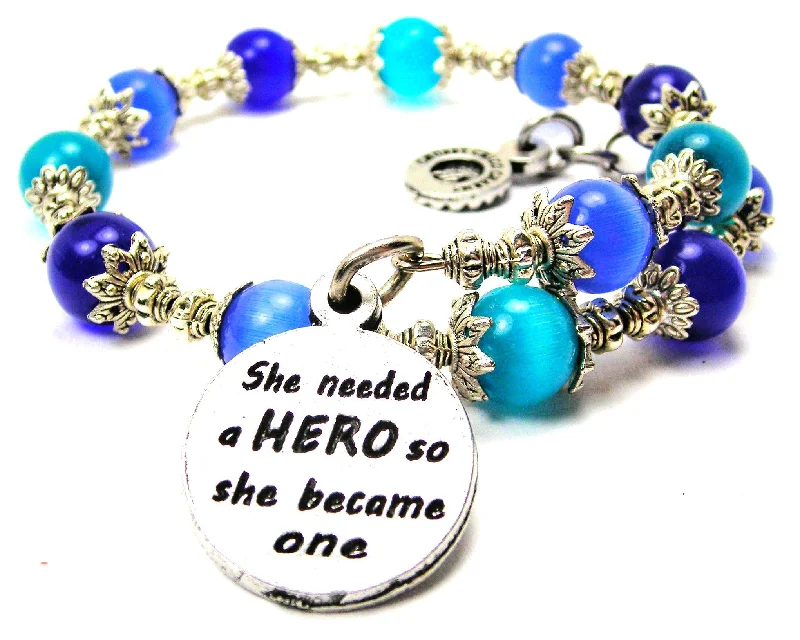 She Needed A Hero So She Became One Cat's Eye Beaded Wrap Bracelet