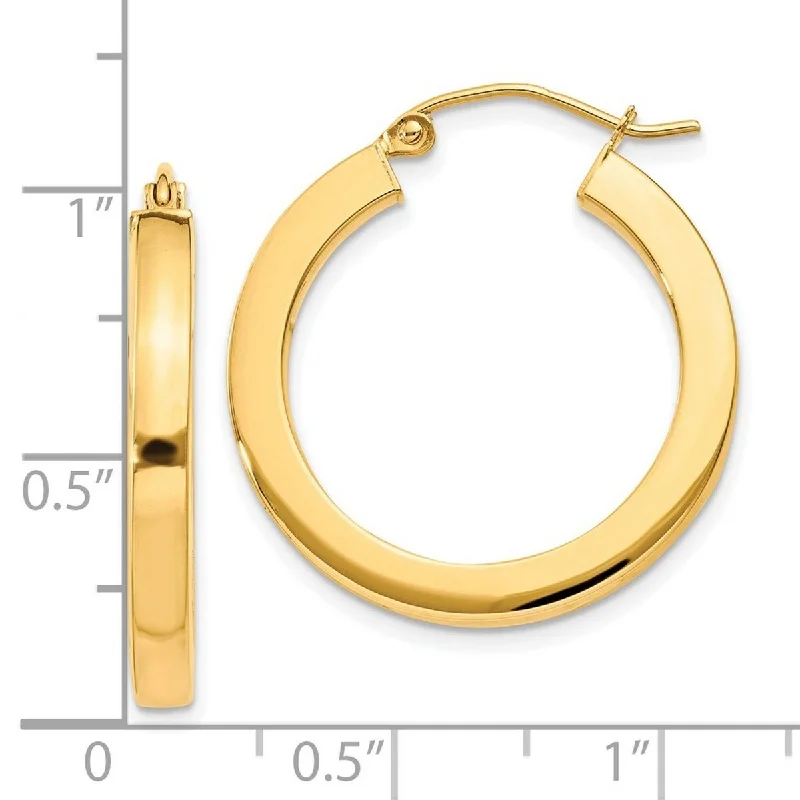 Curata 10kYellow Gold 26x3mm Polished Square Hoop Earrings