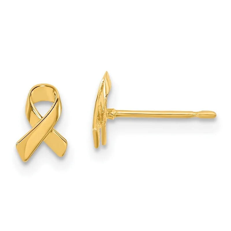 Curata 14k Yellow Gold Awareness Ribbon Post Earrings 6x5mm