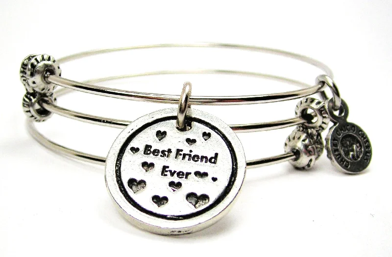 Best Friend Ever Triple Style Expandable Bangle Bracelet